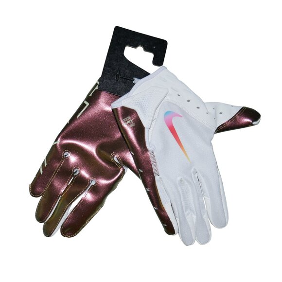 Nike Men' Sz M White/Iridescent Vapor Jet 7.0 Wide-Receiver Football Gloves - Picture 2 of 7